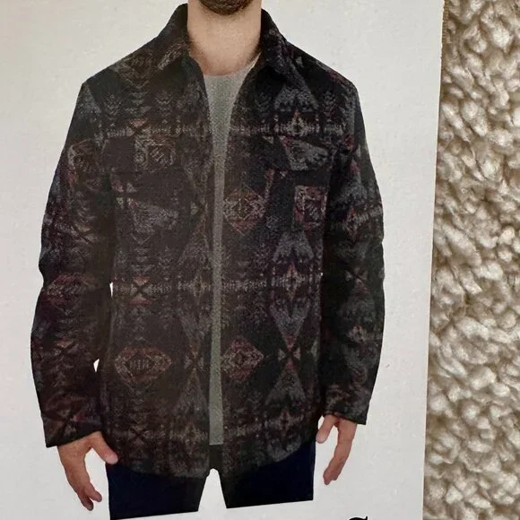 Jachs New York Wool Blend Jacket Men's Size S Sherpa Lined Aztec Southwestern